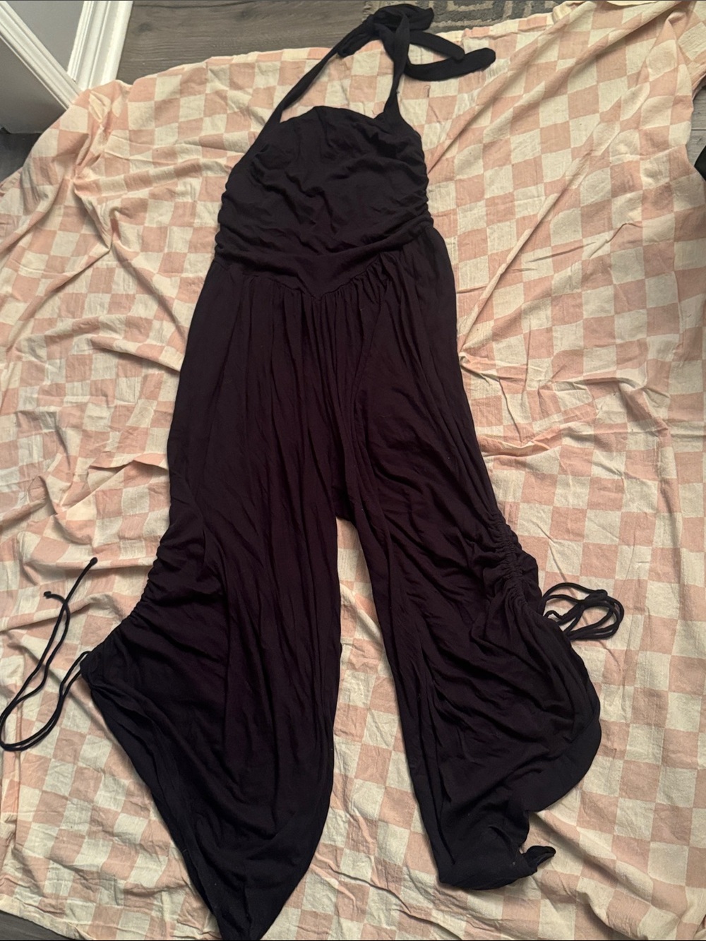Urban Outfitters Black Halter Wide-Leg Jumpsuit